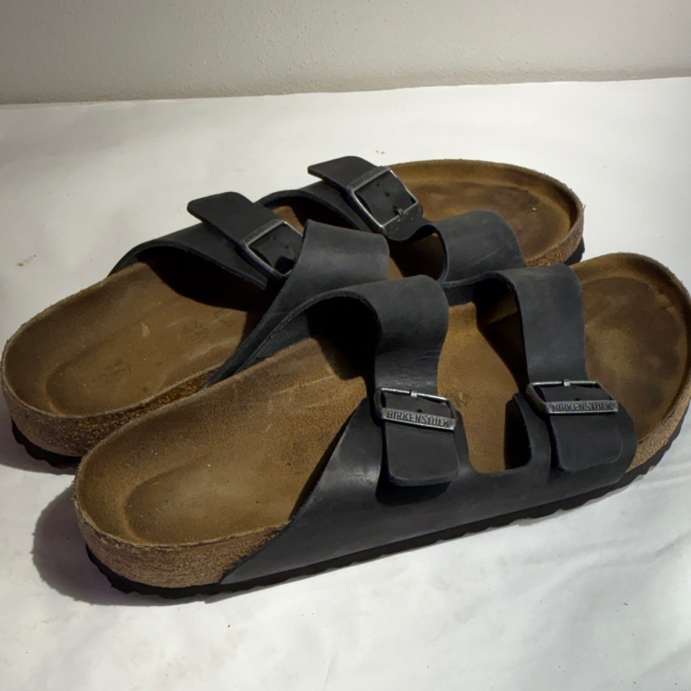 Used Birkenstock Men's Black double strap Sandals size 13 - Picture 3 of 5